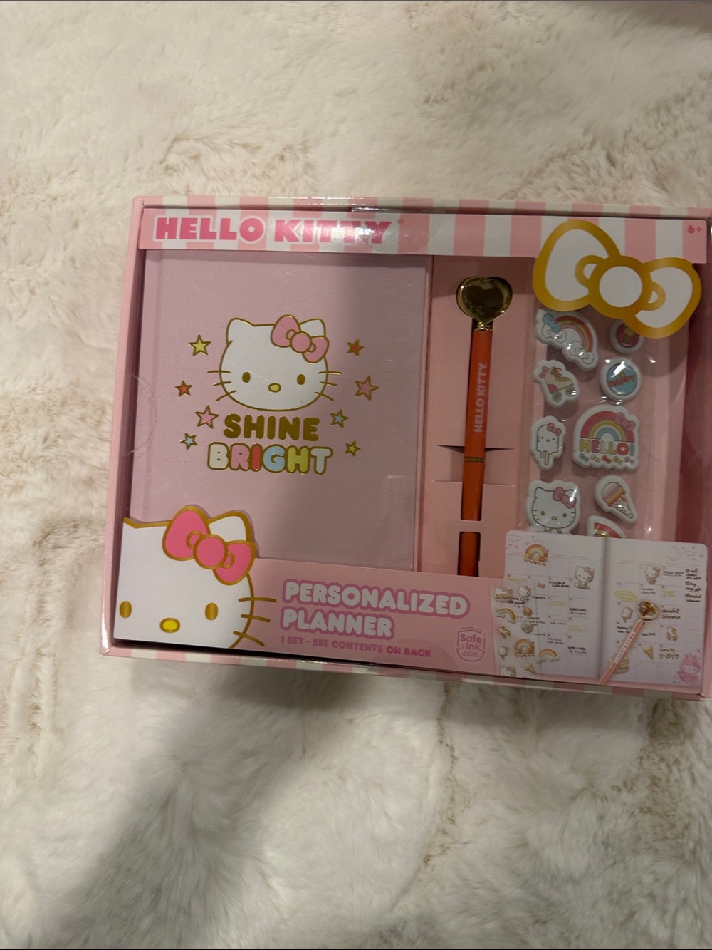 Hello Kitty Pink Shine Bright Planner Set with Stickers & Heart Pen
